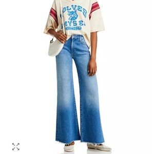 MOTHER The Roller High Rise Wide Leg Jeans in Work Hard Play Hard